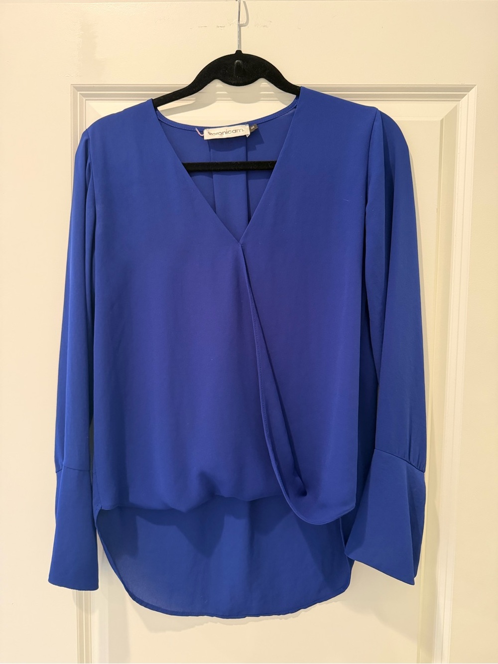 Veronica M Royal Blue V-Neck Wrap Blouse